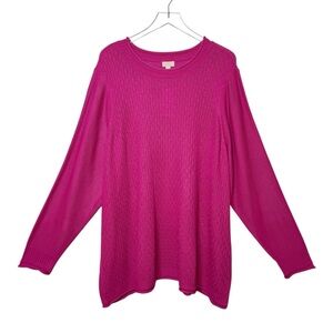 LOGO by Lori Goldstein Fuchsia Textured Women’s Roll Collar Sweater Sz 3x